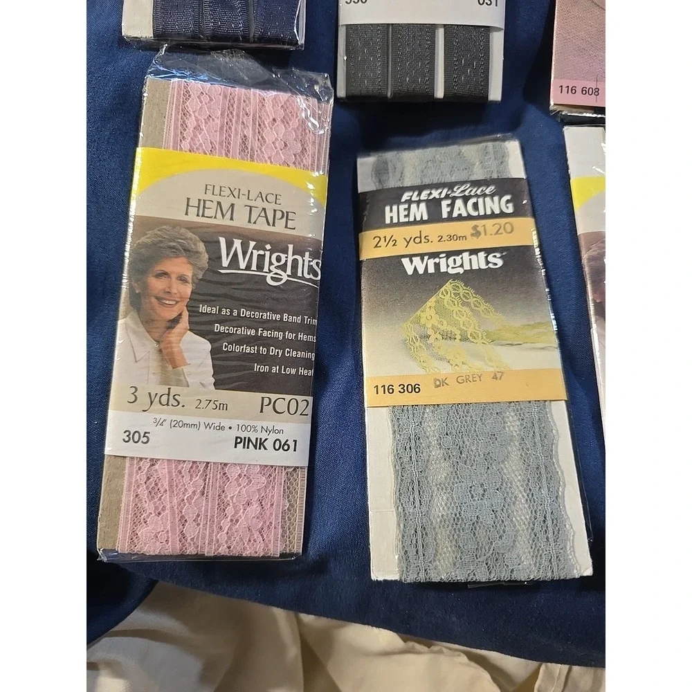 6 Pack Hem Tape Lot – Assorted Colors & Styles None Sealed All Used Lace & Solid